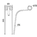 DENT FANEUR MGW 5367 REFORMWERKE ANDAINEUR ADAPTABLE LONG.265 LARG.69 DIAM SPIRE.36 FIL.6