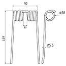 DENT DE PRESSE 700706128 714199 HESSTON PICK UP ADAPTABLE LONG.197 LARG.92 DIAM SPIRE.38 FIL.5,5