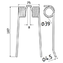 DENT COCCINELLE 6328 JOHN DEERE DENT PICK UP AUTO CHARGEUSE LONG.194 LARG.75 DIAM SPIRE.39 FIL.4,5