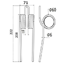 DENT FANEUR 436120 POTTINGER ANDAINEUR ADAPTABLE LONG.222 LARG.71 DIAM SPIRE.60 FIL.6