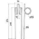 DENT FANEUR 5034 FARENDLOSE KONGSKILDE ANDAINEUR ADAPTABLE LONG.276 LARG.59 DIAM SPIRE.55 FIL.6