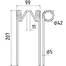 DENT DE PRESSE 276SE JOHN DEERE PICK UP ADAPTABLE GW014 LONG.207 LARG.99 DIAM SPIRE.42 FIL.5