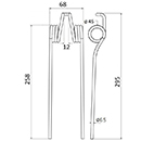 DENT FANEUR MHK 1215012 REFORMWERKE ANDAINEUR ADAPTABLE LONG.258 LARG.68 DIAM SPIRE.45 FIL.6,5