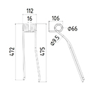 DENT FANEUR 57644000 KUHN ADAPTABLE ANDAINEUR GIROSTAR GRS 25 LONG.472 LARG.112 DIAM SPIRE.66 FIL.9,5