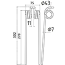 DENT FANEUR 106508 FELLA 442851102 LFE ANDAINEUR ADAPTABLE LONG.302 LARG.75 DIAM SPIRE.43 FIL.7
