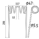 DENT DE PRESSE 76517 NEW HOLLAND PICK UP ADAPTABLE LONG.206 LARG.117 DIAM SPIRE.47 FIL.5,5