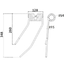 DENT FANEUR GAUCHE KH 10231 VICON ANDAINEUR ADAPTABLE LONG.348 LARG.128 DIAM SPIRE.54 FIL.9,5