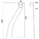DENT FANEUR 9443280 CLAAS BAUTZ ANDAINEUR ADAPTABLE LONG.539 LARG.78 DIAM SPIRE.64 FIL.8