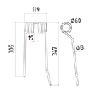 DENT FANEUR PZ143 ZWEEGERS PEZET ANDAINEUR ADAPTABLE LONG.347 LARG.119 DIAM SPIRE.60 FIL.8
