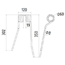 DENT FANEUR PZ144 ZWEEGERS PEZET ANDAINEUR ADAPTABLE LONG.350 LARG.120 DIAM SPIRE.60 FIL.8