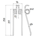 DENT DE PRESSE 62722325 SOMECA 8876278 AGRAM GALLIGNANI ADAPTABLE PICK UP LONG.250 LARG.76 DIAM SPIRE.41 FIL.6