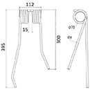 DENT FANEUR DROITE 00511005 FARENDLOSE ANDAINEUR ADAPTABLE LONG.395 LARG.112 DIAM SPIRE.70 FIL.9
