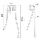 DENT FANEUR GAUCHE 00511004 FARENDLOS ANDAINEUR ADAPTABLE LONG.395 LARG.112 DIAM SPIRE.70 FIL.9