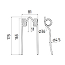 DENT DE PRESSE 201558 RIVIERRE CASALIS PICK UP ADAPTABLE GW022 LONG.175 LARG.81 DIAM SPIRE.36 FIL.4,5