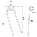 DENT FANEUR DROITE MH4 MORRA ADAPTABLE ANDAINEUR LONG.405 LARG.104 DIAM SPIRE.53 FIL.9