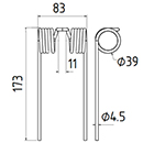 DENT DE PRESSE GRA2075 RIVIERRE CASALIS GRA2075 G 8011 PICK UP ADAPTABLE GW023GR LONG.173 LARG.83 DIAM SPIRE.39 FIL.4,5