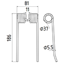 DENT DE PRESSE BP 600 SHW FMC PICK UP ADAPTABLE LONG.186 LARG.81 DIAM SPIRE.37 FIL.5,5