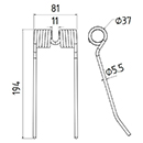 DENT DE PRESSE BP 600 SHW FMC PICK UP ADAPTABLE LONG.194 LARG.81 DIAM SPIRE.37 FIL.5,5
