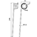 DENT DE RABATTEUR GAUCHE AH2490100044 CLAAS BAUTZ ADAPTABLE LONG.248 DIAM SPIRE.46 FIL.5,5