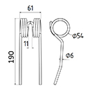DENT DE PRESSE PICK UP ADAPTABLE LONG.190 LARG.61 DIAM SPIRE.54 FIL.6