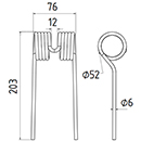 DENT DE PRESSE 72406 FMC PICK UP ADAPTABLE LONG.203 LARG.76 DIAM SPIRE.52 FIL.6