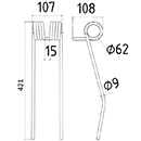 DENT FANEUR GST GALFRE ADAPTABLE ANDAINEUR LONG.421 LARG.107 DIAM SPIRE.62 FIL.9