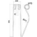 DENT FANEUR 487922 FELLA NOIRE ANDAINEUR LONG.385 LARG.100 DIAM SPIRE.70 FIL.9,5