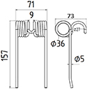 DENT 456348 FELLA DENT PICK UP AUTO CHARGEUSE LONG.157 LARG.71 DIAM SPIRE.36 FIL.5
