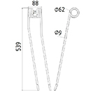 DENT FANEUR ANDAINEUR 0606810 STOLL ADAPTABLE LONG.539 LARG.88 DIAM SPIRE.62 FIL.9