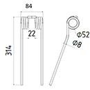 DENT FANEUR PZ316 STRELA ADAPTABLE ANDAINEUR NOVEX 600 LONG.314 LARG.84 DIAM SPIRE.52 FIL.8