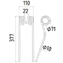 DENT FANEUR ANDAINEUR 175020 MORRA LONG.377 LARG.110 DIAM SPIRE.71 FIL.10