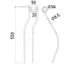 DENT FANEUR 600030 NIEMEYER ADAPTABLE GIRO-ANDAINEUR LONG.550 LARG.90 DIAM SPIRE.56 FIL.9,5