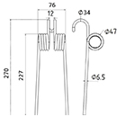 DENT 20115 LELY LONG.270 LARG.76 DIAM SPIRE.47 FIL.6,5