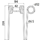 DENT FANEUR 4131770245 FORTSCHRITT 700050372 HESSTON ANDAINEUR ADAPTABLE LONG.228 LARG.94 DIAM SPIRE.52 FIL.6,5