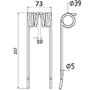 DENT DE PRESSE 0940522100 WELGER BLANCHOT PICK UP  ADAPTABLE LONG.207 LARG.73 DIAM SPIRE.39 FIL.5