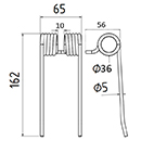 DENT 436024 100050060 POTTINGER 330051004 DENT PICK UP AUTO CHARGEUSE LONG.162 LARG.65 DIAM SPIRE.36 FIL.5