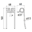 DENT DE PRESSE 436138 POTTINGER 1260320 LANDSBERGER PICK UP ADAPTABLE LONG.160 LARG.68 DIAM SPIRE.37 FIL.5,5