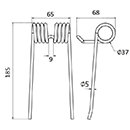 DENT SK 1853 DECHENTREITER LELY DENT PICK UP AUTO CHARGEUSE LONG.185 LARG.65 DIAM SPIRE.37 FIL.5