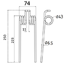 DENT 9257690 22100025 CLAAS BAUTZ LONG.250 LARG.74 DIAM SPIRE.43 FIL.6,5