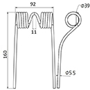DENT DE PRESSE 775992 HESSTON PICK UP ADAPTABLE GW044 LONG.160 LARG.92 DIAM SPIRE.39 FIL.5,5