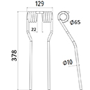 DENT FANEUR ANDAINEUR 154602406 SIP ADAPTABLE LONG.378 LARG.129 DIAM SPIRE.65 FIL.10