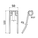 DENT DE PRESSE SHELBOURNE REYNOLDS PICK UP ADAPTABLE LONG.122 LARG.50 DIAM SPIRE.27 FIL.5