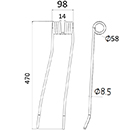 DENT FANEUR GAUCHE 436231 POTTINGER ANDAINEUR ADAPTABLE LONG.470 LARG.98 DIAM SPIRE.58 FIL.8,5