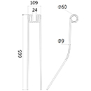 DENT DE HERSE ETRILLE 2472D051 EXKLUSIV LONG.665 LARG.109 DIAM SPIRE.60 FIL.9