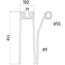 DENT FANEUR ANDAINEUR LS40025 FORT ADAPTABLE LONG.415 LARG.102 DIAM SPIRE.55 FIL.9