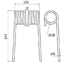 DENT DE PRESSE 756270 HESSTON PICK UP ADAPTABLE GW045 LONG.177 LARG.101 DIAM SPIRE.48 FIL.6