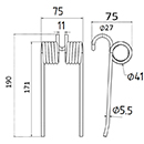 DENT DE PRESSE OMAS PICK UP ADAPTABLE LONG.190 LARG.75 DIAM SPIRE.41 FIL.5,5