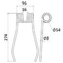 DENT FANEUR 325 MAT 992 CENTRAC ANDAINEUR ADAPTABLE LONG.274 LARG.96 DIAM SPIRE.54 FIL.8
