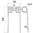DENT DE PRESSE 772932 HESSTON PICK UP ADAPTABLE GW046 LONG.200 LARG.100 DIAM SPIRE.47 FIL.6