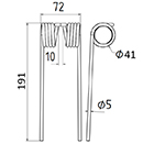 DENT DE PRESSE 8221380 CLAAS ADAPTABLE PICK UP LONG.191 LARG.72 DIAM SPIRE.41 FIL.5